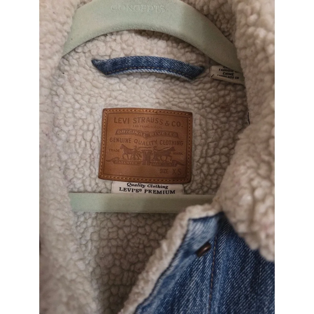 Levi's Trucker Jacket Type III Sherpa Lined XS Mens Blue‎ Jean Coat Winter - Picture 4 of 5